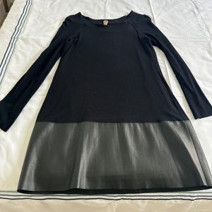 Hipster knit and faux leather dress